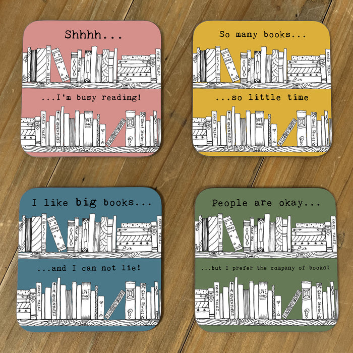 Set of 4 Reading Themed Coasters