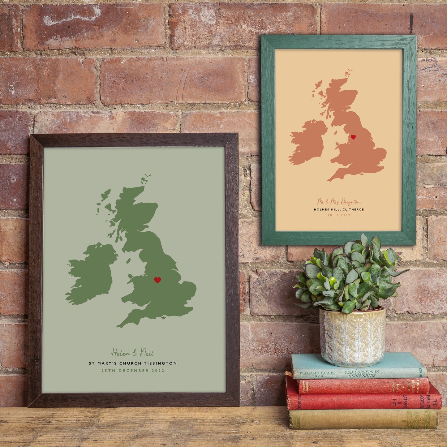 UK Map Print - Personalised Location Heart Print - Wedding Gift - Anniversary Gift