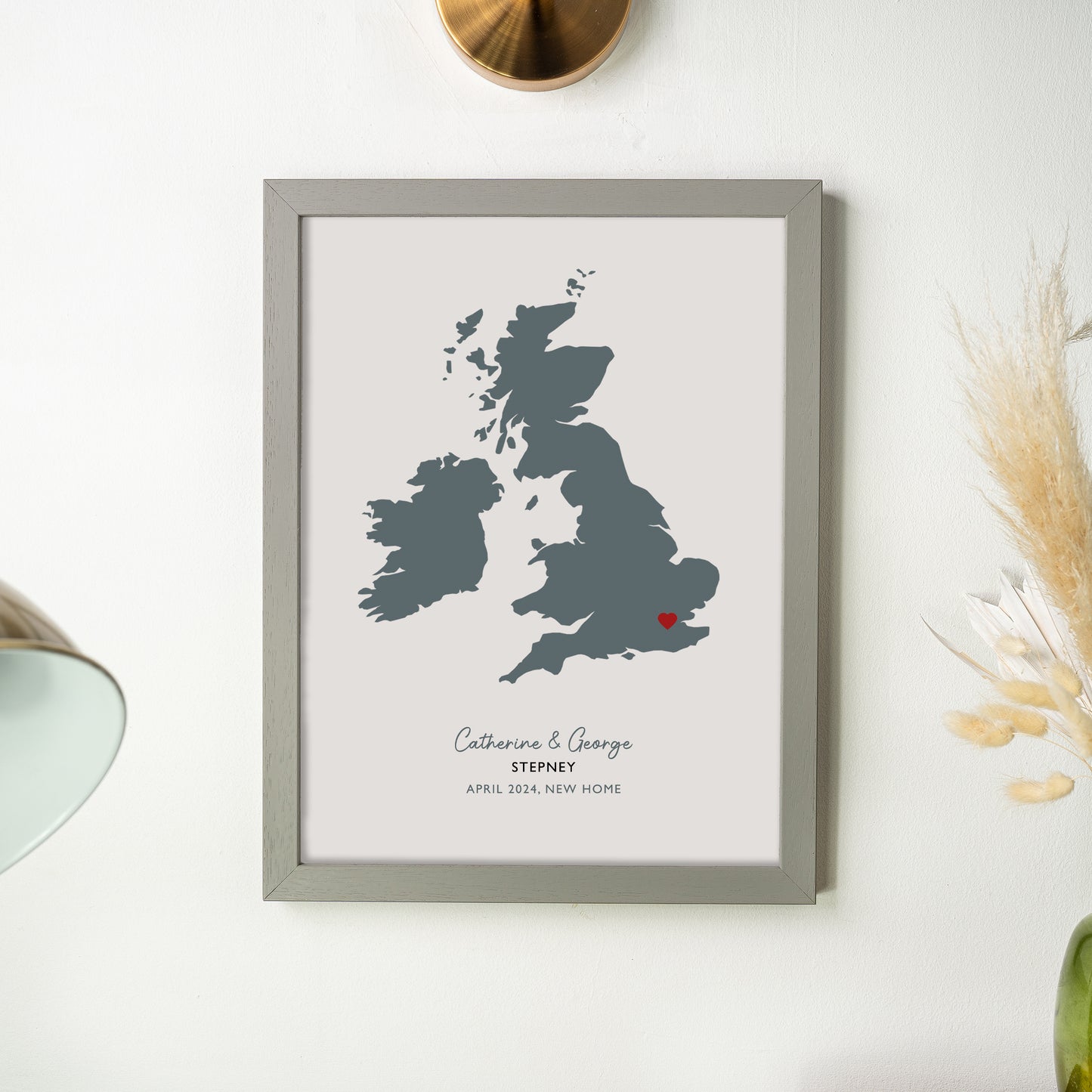 UK Map Print - Personalised Location Heart Print - Wedding Gift - Anniversary Gift