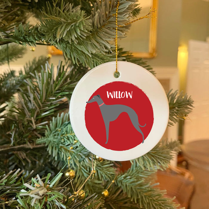 Personalised Grey Whippet  Christmas Bauble