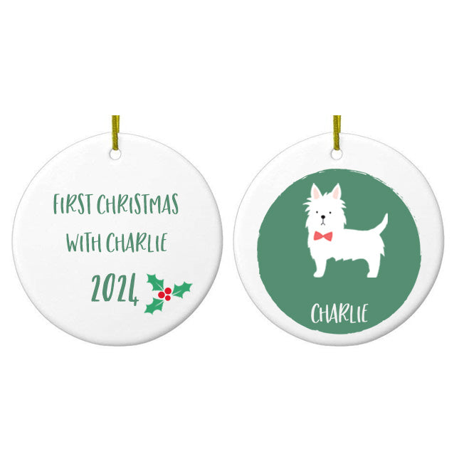 Personalised White Westie  Christmas Bauble