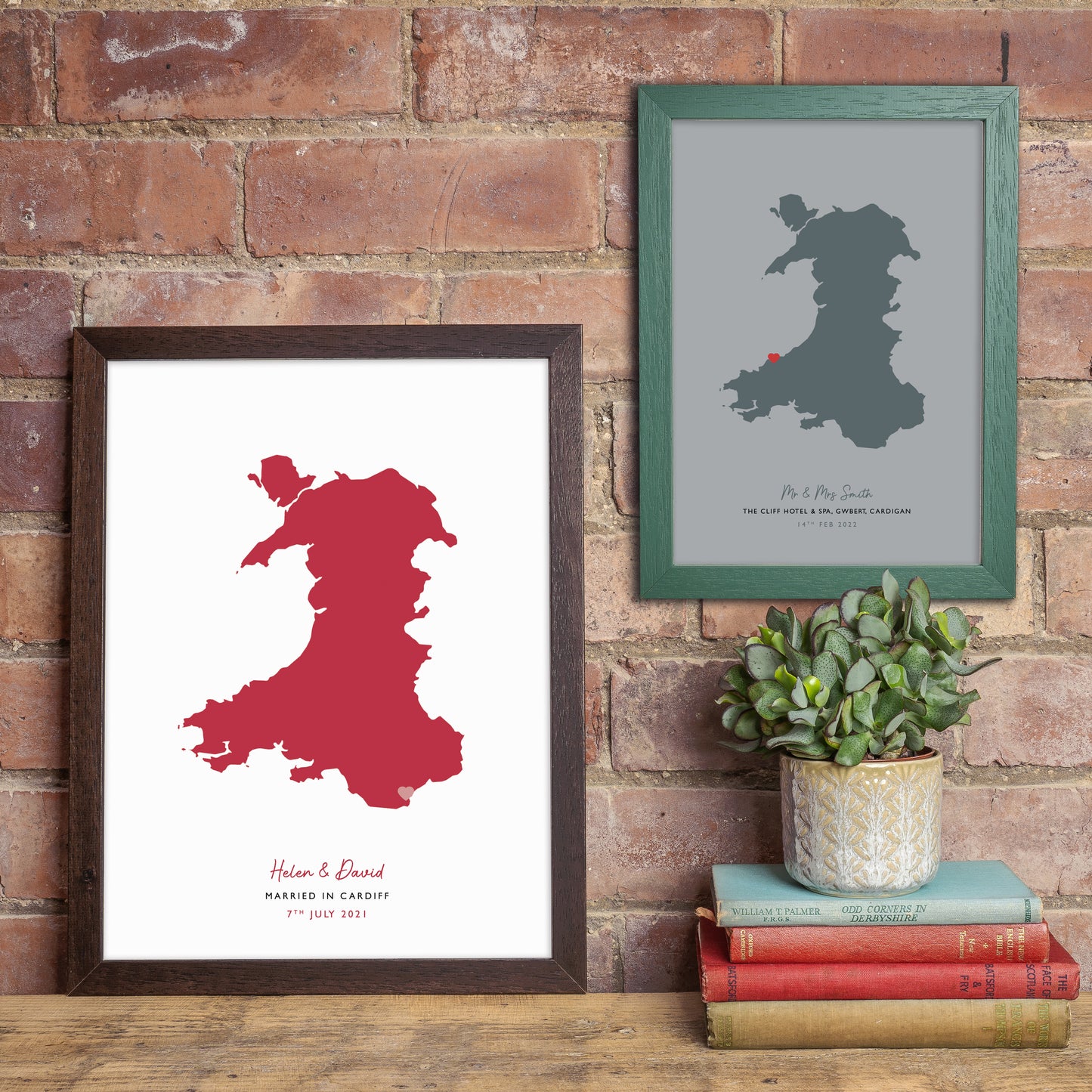 Wales Map Print - Personalised Location Heart Print - Welsh Wedding Gift - Anniversary Gift