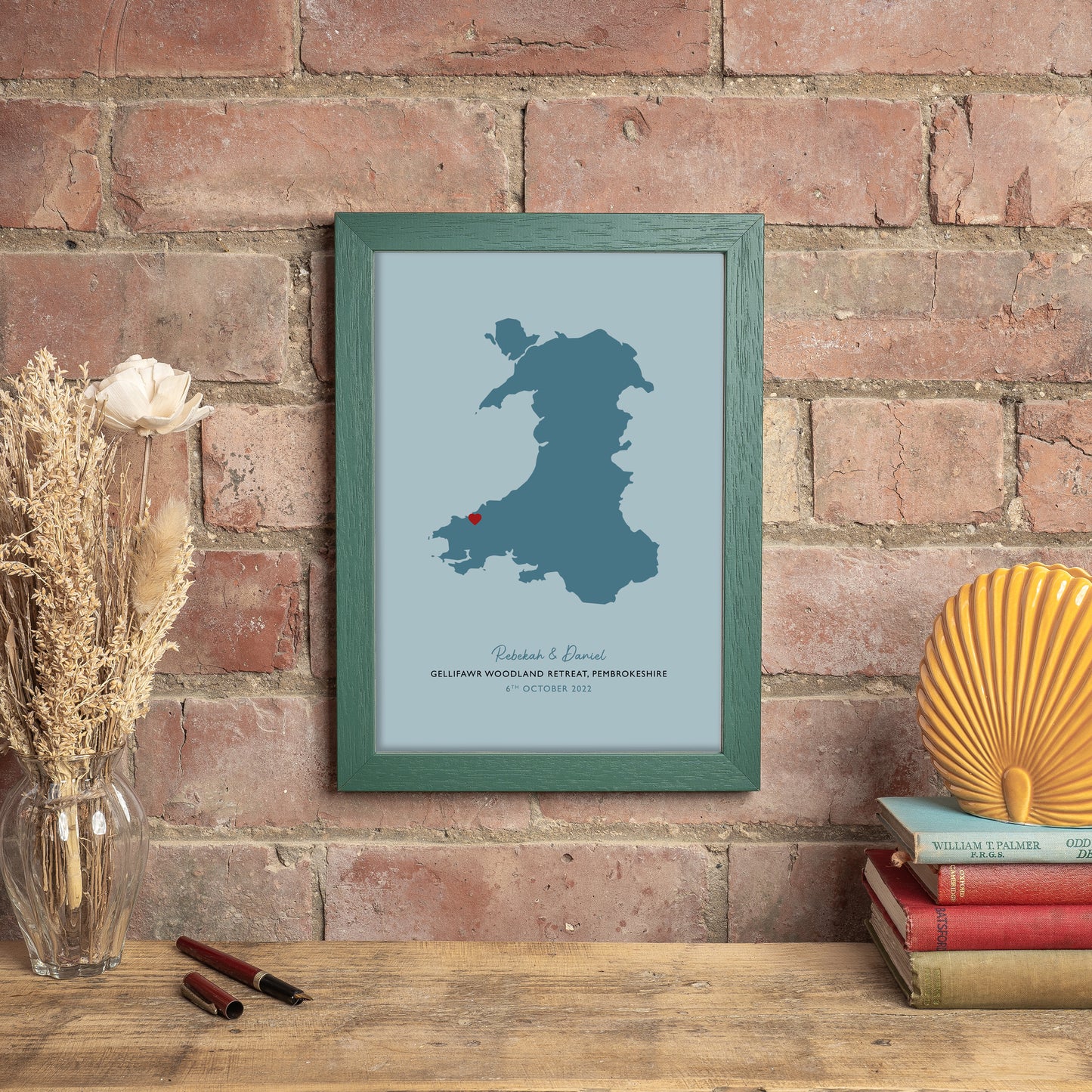 Wales Map Print - Personalised Location Heart Print - Welsh Wedding Gift - Anniversary Gift