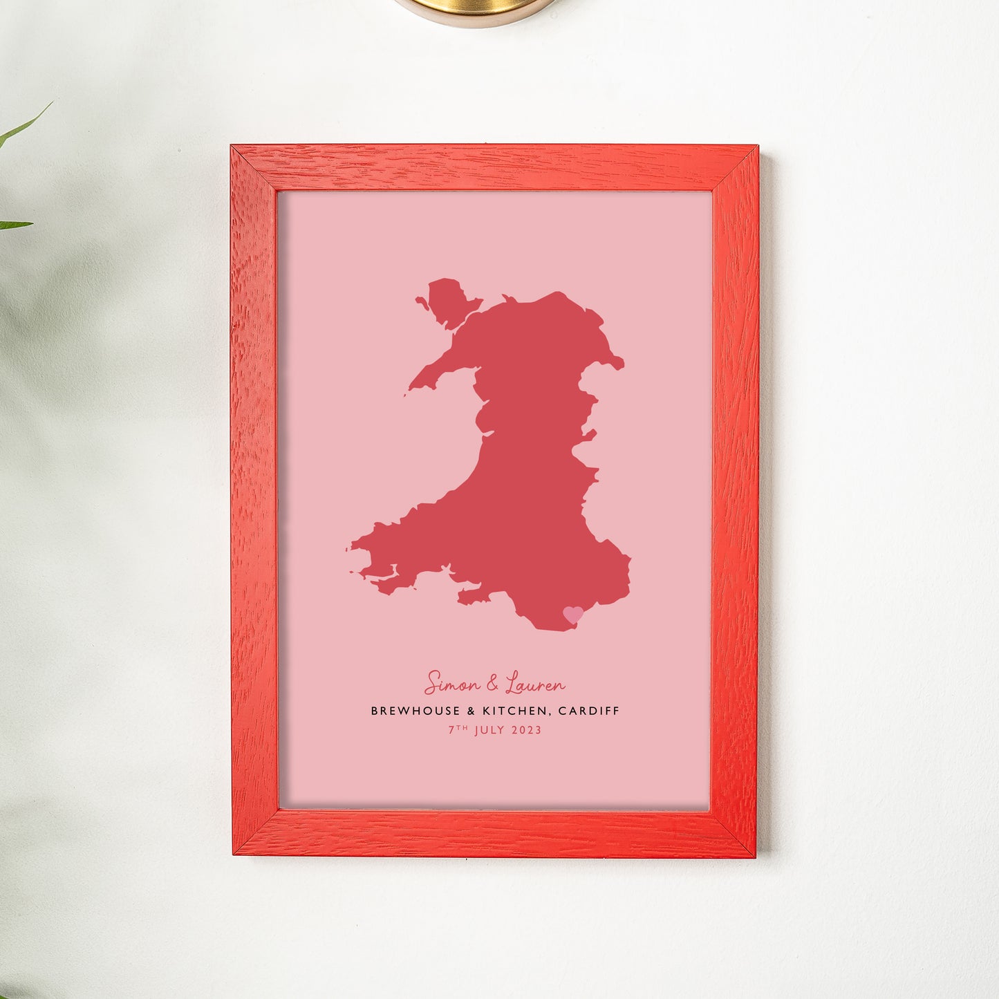 Wales Map Print - Personalised Location Heart Print - Welsh Wedding Gift - Anniversary Gift