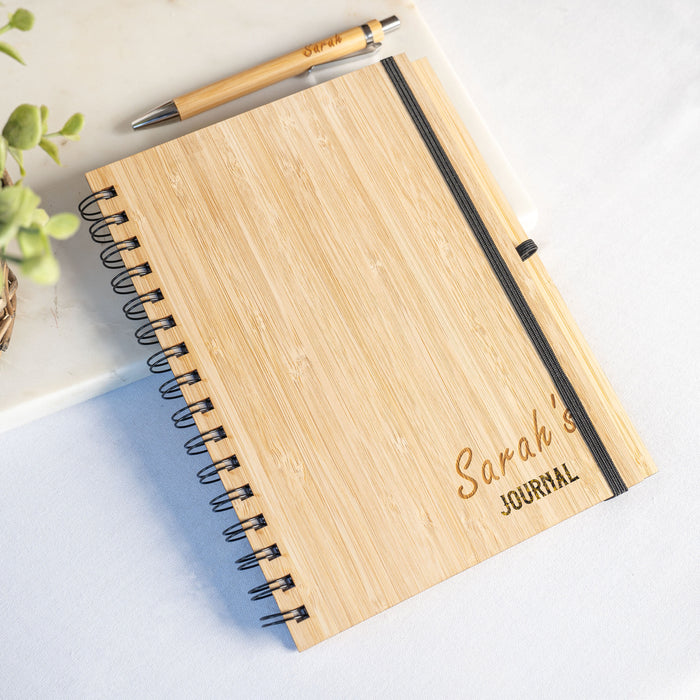 Personalised Bamboo Journal & Pen Set