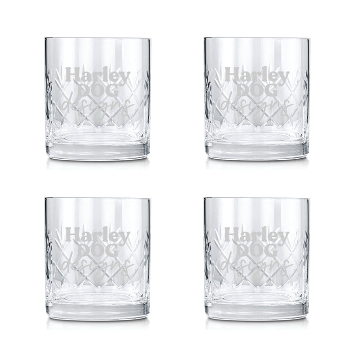 Engraved Cut Glass Logo Tumblers - Set of 4