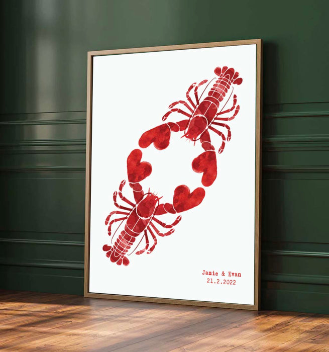 Custom Lobster Art Print: Unique Valentine's Day, Anniversary & Romantic Gift for Couples