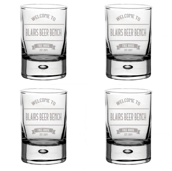 Engraved Shot Glasses - Set of 4, Vintage Design