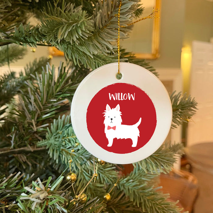 Personalised White Westie  Christmas Bauble