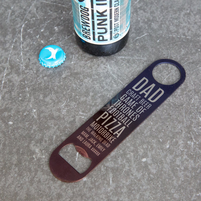 Gift For Dad Idea - Bottle Opener Personalised with Favourite Things