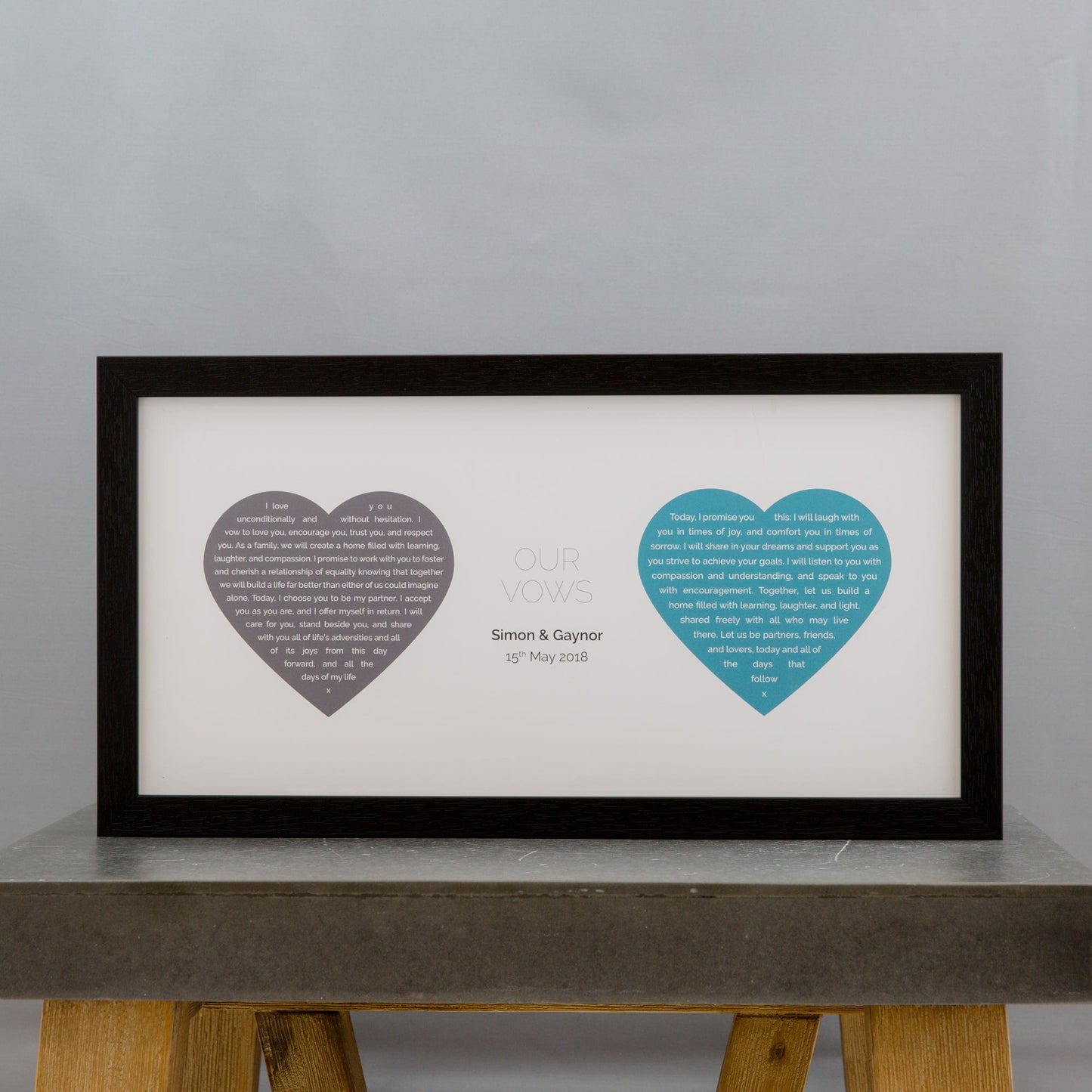 Anniversary Of Wedding Gift - Vows Reading Speech From Wedding In Heart Design Personalised - For Her