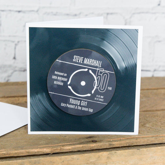 Personalised 50th Birthday Greetings Card Optional Coaster - With Number 1 Single Day Born Or Favourite Song