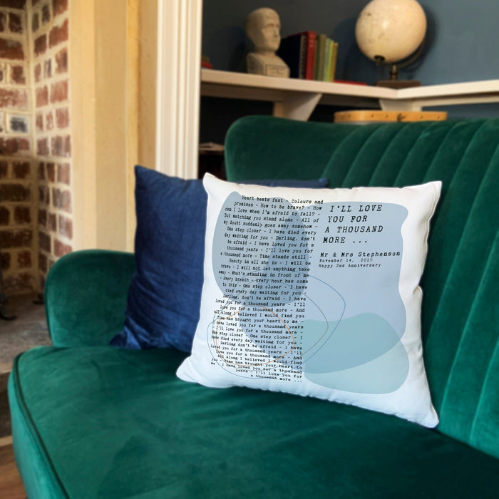 Contemporary Song Lyrics Abstract Print Cushion 2nd Anniversary Gift