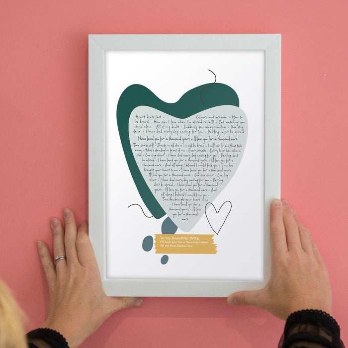 Song Lyrics Personalised Contemporary Abstract Design Heart Print