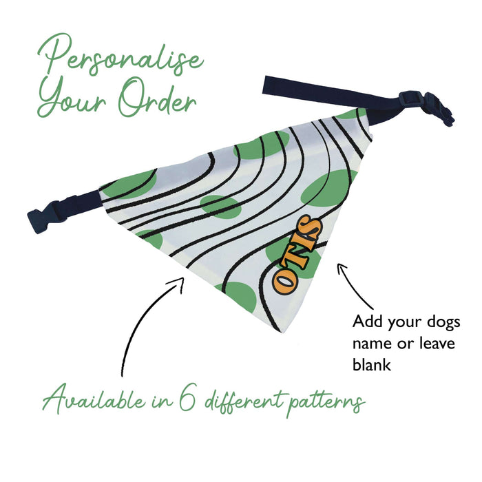 Dog Bandana Personalised Fun Pattern & Optional ID Tag