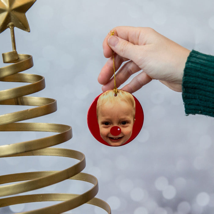 Unique Fun Christmas Decoration - Face Print From Your Photo - Ceramic Bauble Personalised With Your Head