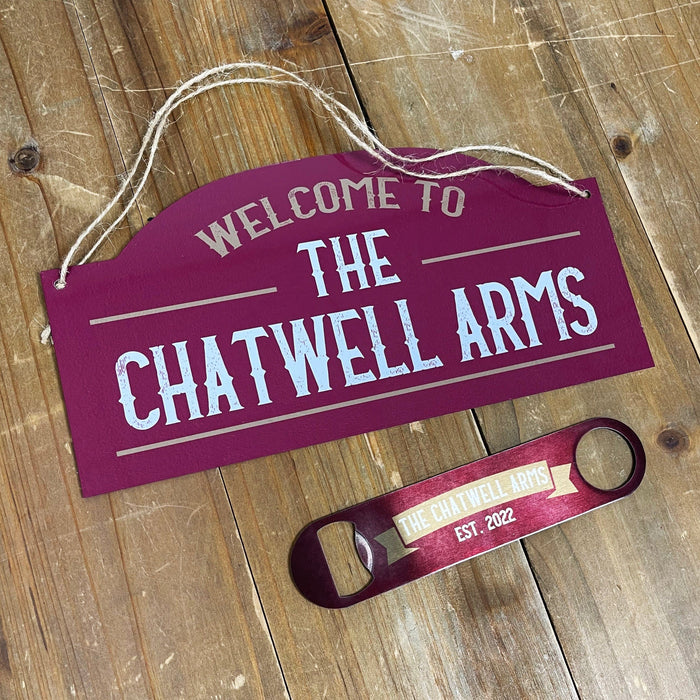 Vintage Pub Bar Sign and Personalised Home Bar Set