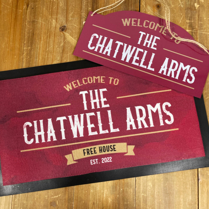 Vintage Pub Bar Sign and Personalised Home Bar Set