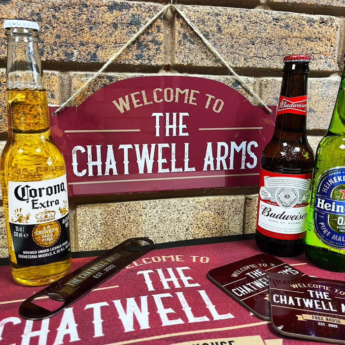 Vintage Pub Bar Sign and Personalised Home Bar Set