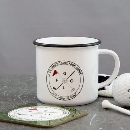 Golf Lover Gift - Don't Worry Tee Happy' Golfing Pun Mug - Ideal Gift For Him