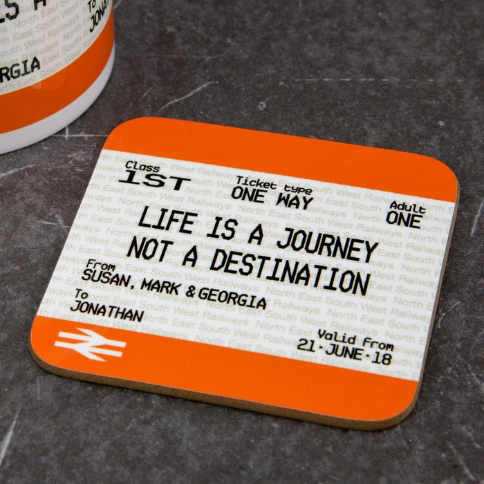 Personalised Graduation Coaster - Train Ticket Style Print Gift