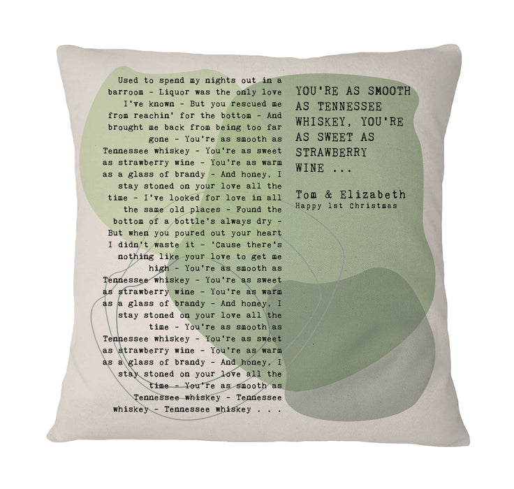 Contemporary Song Lyrics Abstract Print Cushion 2nd Anniversary Gift