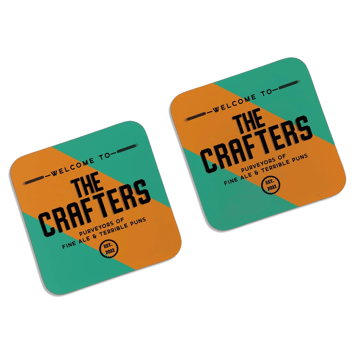 Personalised Home Bar Set - Craft Ale Style - Set of 2 Coasters