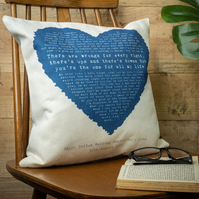 Personalised Heart Lyrics Cushion