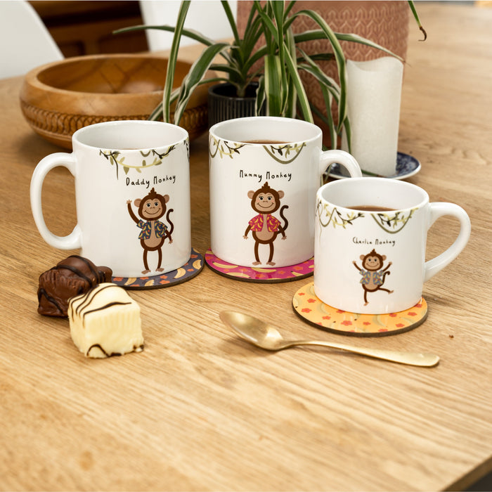 Cheeky Monkey Personalised Family Mug and Coaster Set