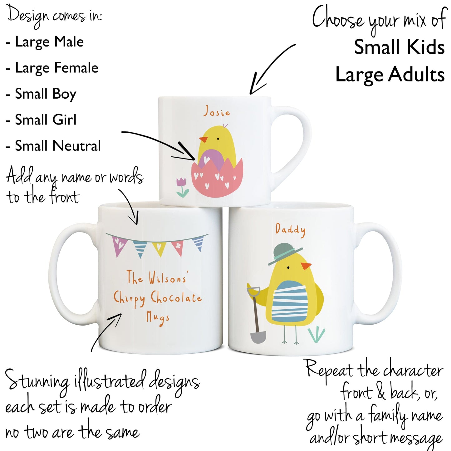 Personalised Easter Kids Gift Mug and Egg Set - Chick Print