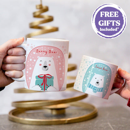 Family Polar Bear Mug Set Cute Mugs For Christmas Eve