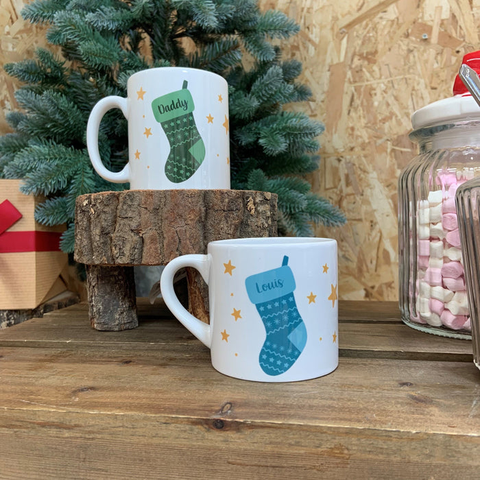 Personalised Christmas Stocking Mug & Coaster Family Gift Set