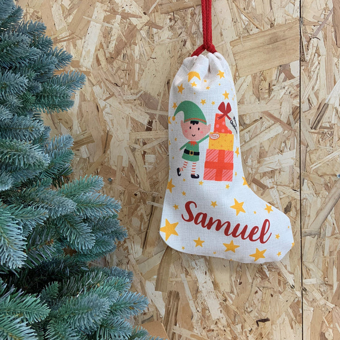 Christmas Stocking Personalised with Elf Design