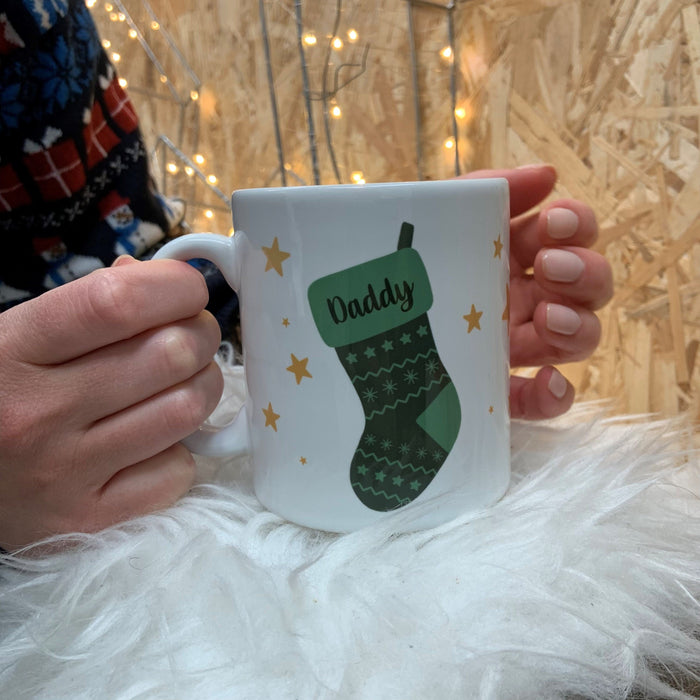 Personalised Christmas Stocking Mug & Coaster Family Gift Set