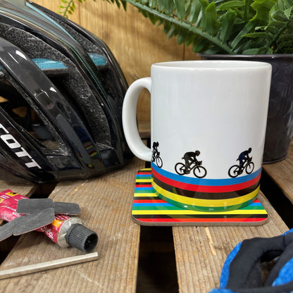 World champion cyclist rainbow jersey mug gift for cycling fan