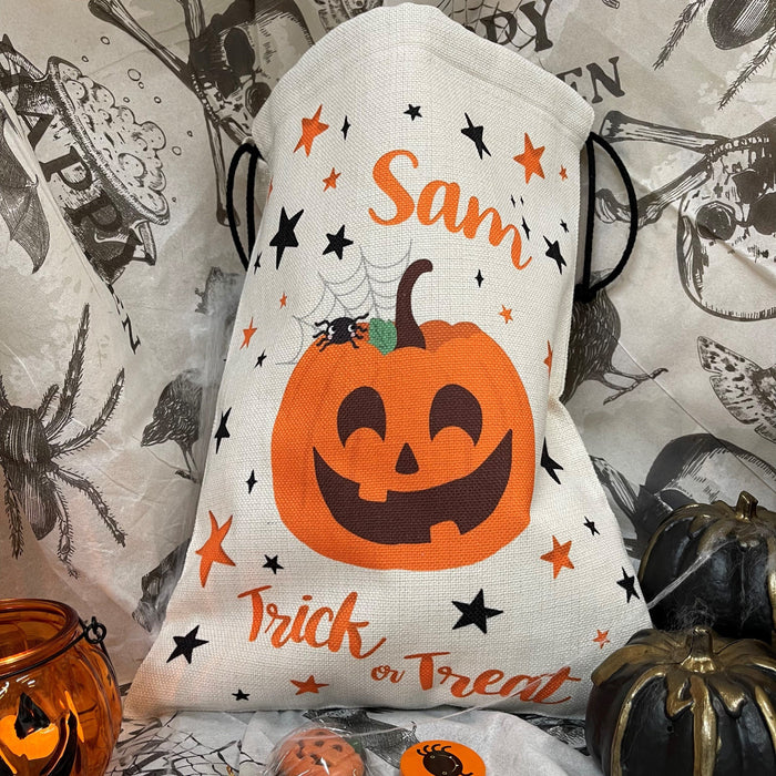 Personalised Trick or Treat Swag Bag | Cute Halloween Pumpkin Characters