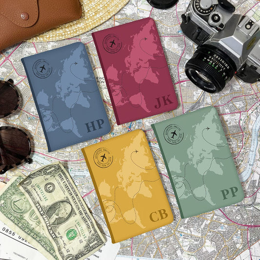 World Map Passport Holder & Luggage Tags Gift | Personalised Map Travel Set