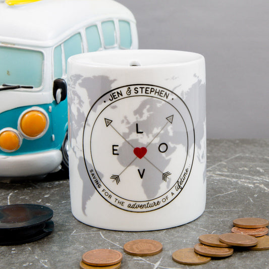 Couples Saving Fund Money Box - New Home Or Adventure Couple Gift - Newly Wed Savings Jar Present