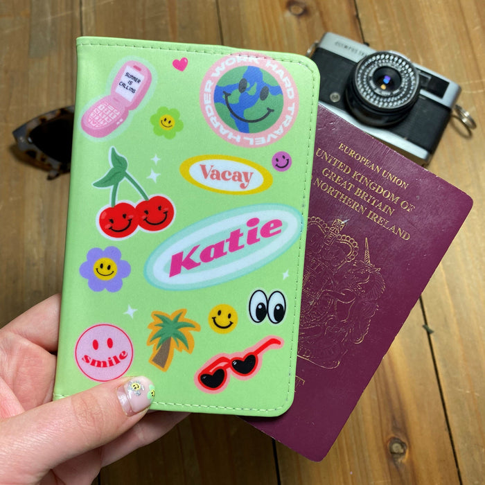 Funky Personalised Passport Holder & Luggage Tags Gift | Fun Travel Stickers Custom Set for Her