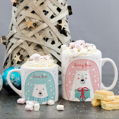 Family Polar Bear Mug Set Cute Mugs For Christmas Eve