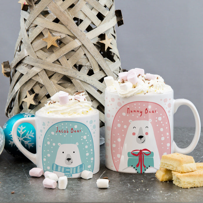 Family Polar Bear Mug Set Cute Mugs For Christmas Eve