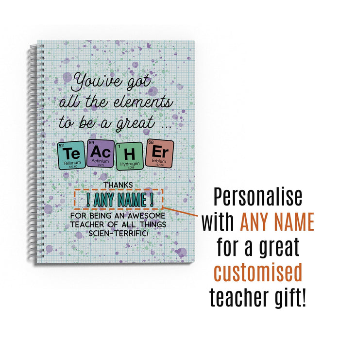 Personalised Gift for Science Teacher | Periodic Table A5 Spiral Bound Notebook