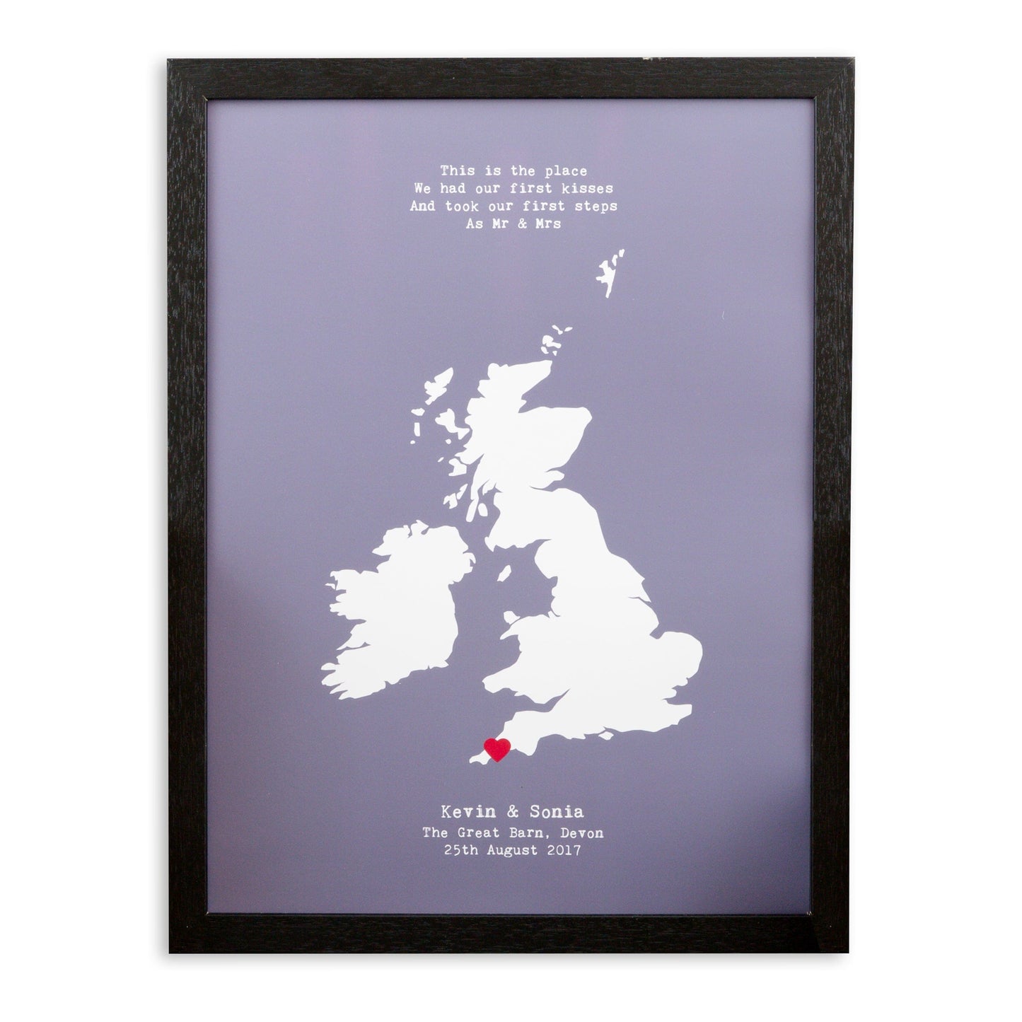 Venue Of Wedding Print Gift For Anniversary - Personalised Location Heart Print - Mr & Mr, Mrs & Mrs, Mr & Mrs