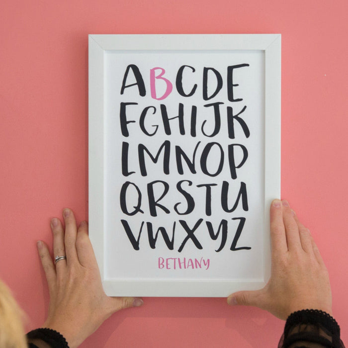 Modern Nursery Print - Personalised Alphabet Print For Baby Or Kids Bedroom - Kids Birthday Gift