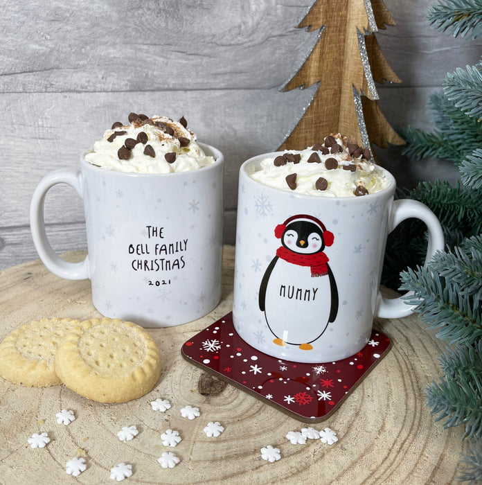 Penguin Family Mug Set With Toddler Babycino Mug and Matching Adult Hot Chocolate Mugs