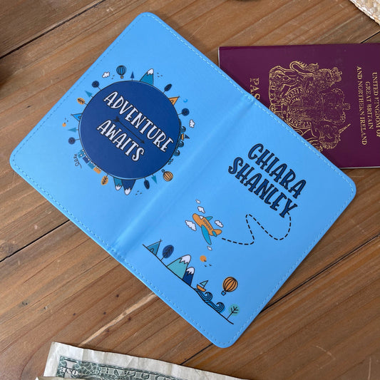 Kids Personalised Passport Cover & Luggage Tags | Adventure Theme Holiday Gift Set