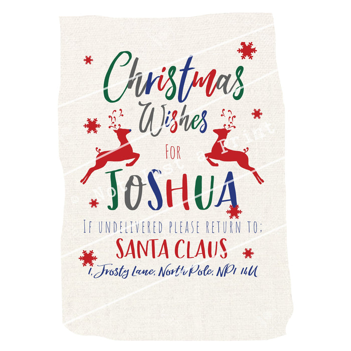 Customised Christmas Sack - Reindeer Themed With Mexicana Twist - Colourful Christmas Bag With Any Name