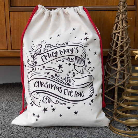Christmas Eve Box Alternative - Starry Night Scene Christmas Sack - Small, large or set of bags