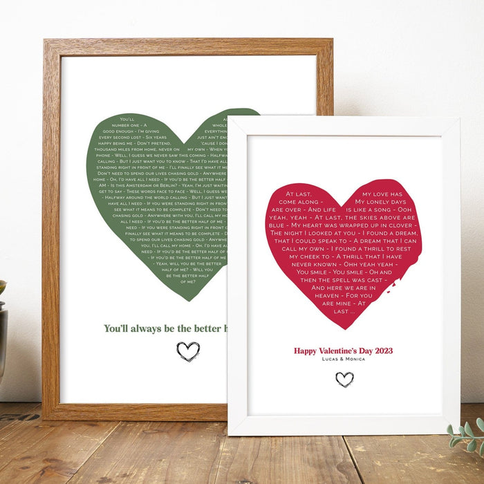 Personalised Favourite Song Lyrics Heart Print Abstract Design