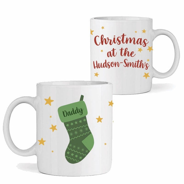 Personalised Christmas Stocking Mug & Coaster Family Gift Set